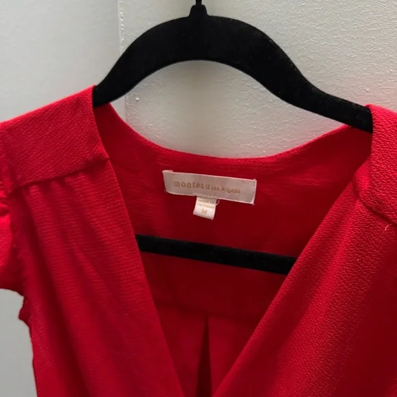 Monteau Vibrant Red Ruffle Sleeve Blouse Medium - Picture 5 of 5